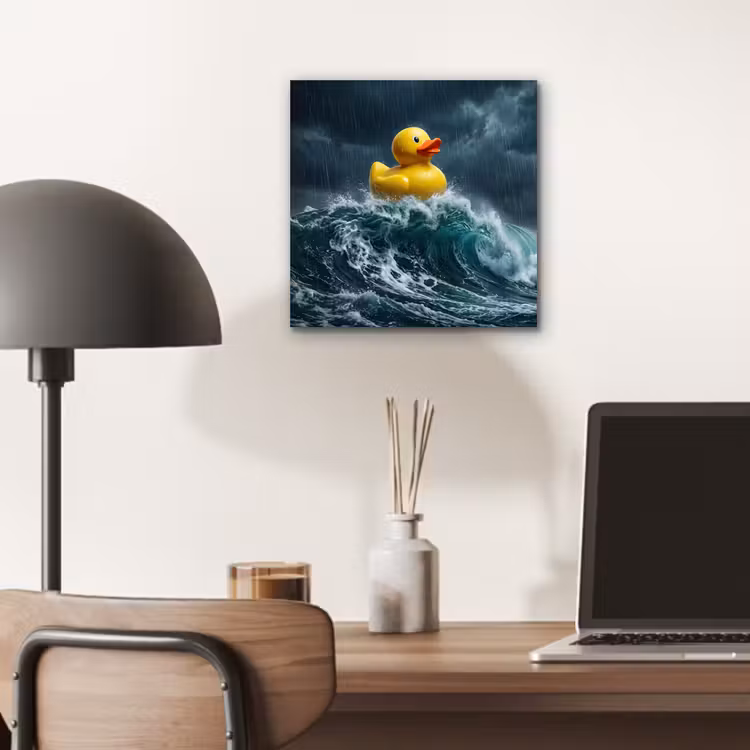 Aluminium schilderij - Storm - Badeend - Golven — 7