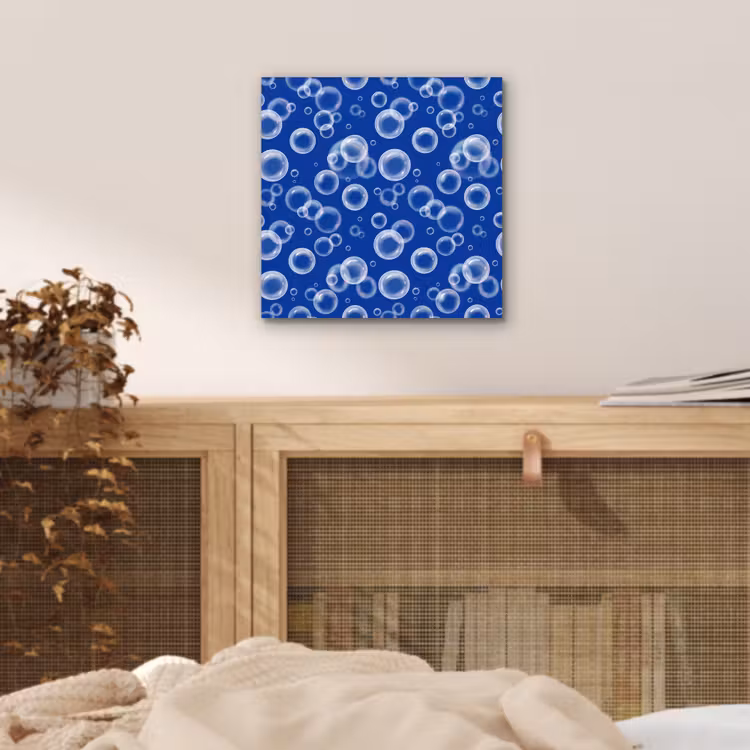 Aluminium schilderij - Bubbels - Patroon - Blauw — 5