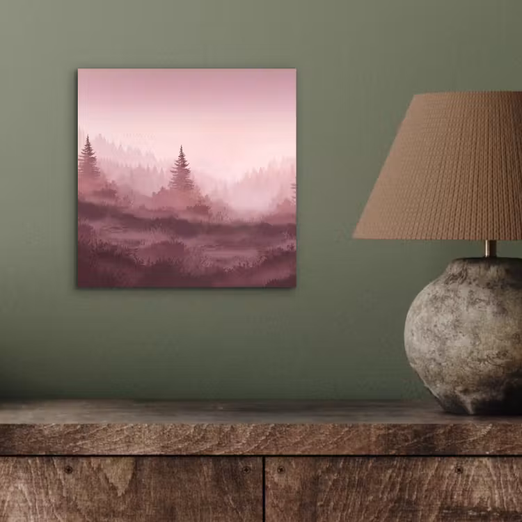 Aluminium schilderij - Landschap - Mistig - Roze — 4