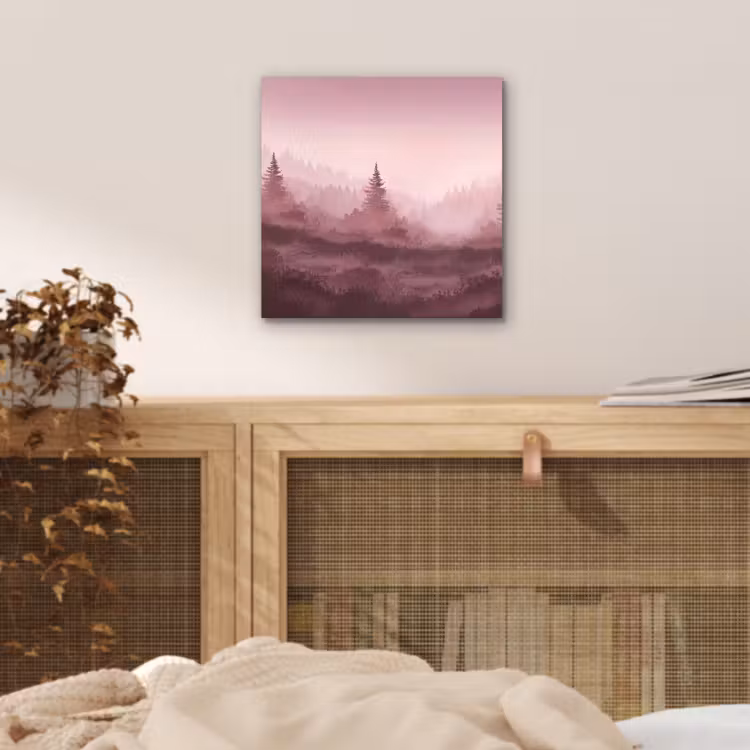 Aluminium schilderij - Landschap - Mistig - Roze — 5