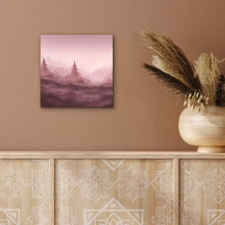 Aluminium schilderij - Landschap - Mistig - Roze — 6