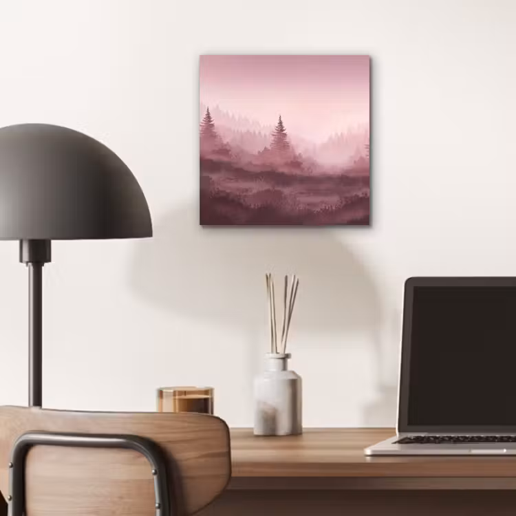 Aluminium schilderij - Landschap - Mistig - Roze — 7