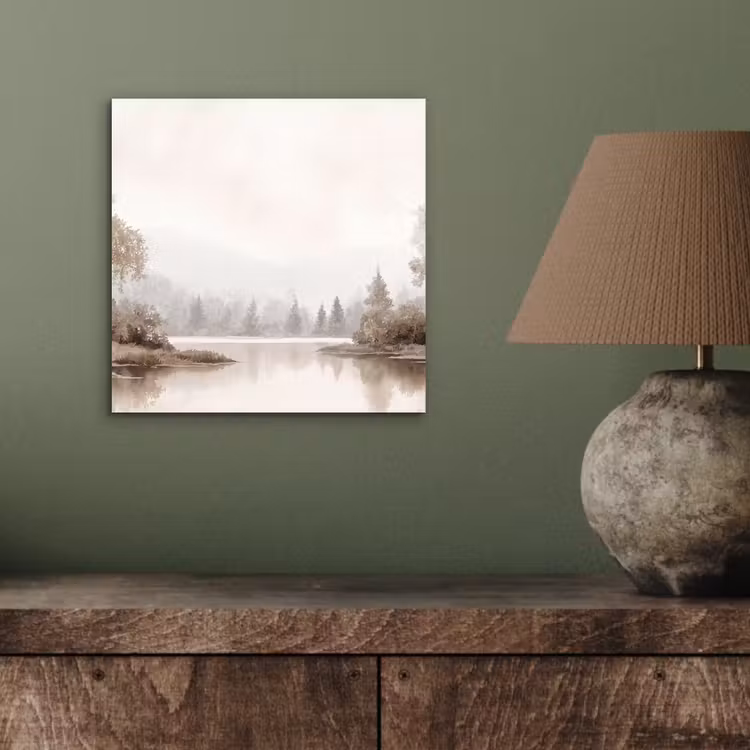 Aluminium schilderij - Rivierlandschap - Minimalistisch - Aardetinten — 4
