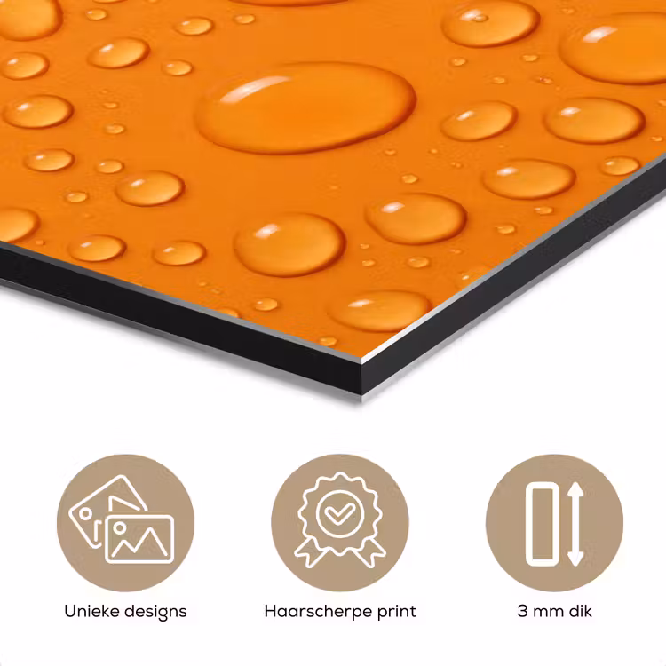 Aluminium schilderij - Water - Druppels - Oranje — 3