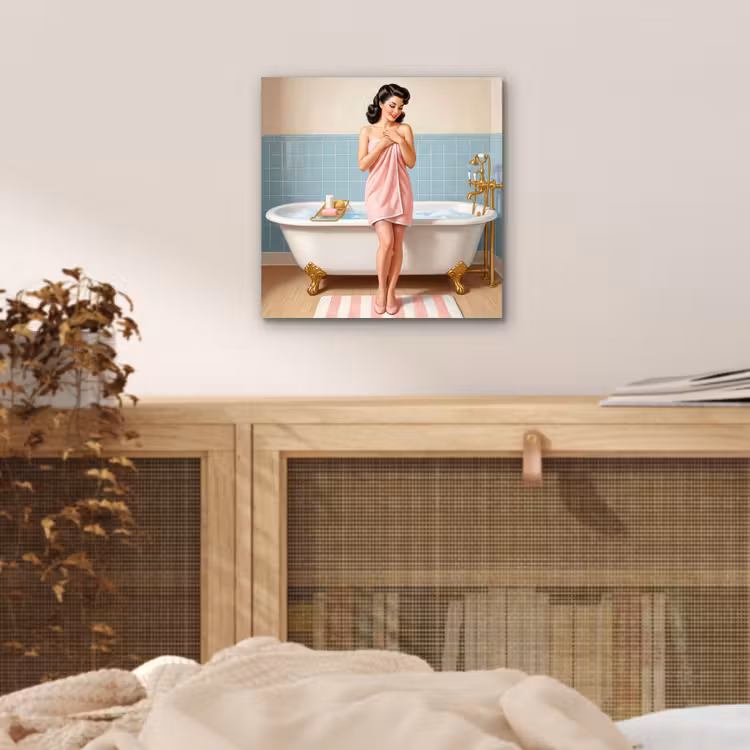 Aluminium schilderij - Badkamer - Vrouw - Roze — 5