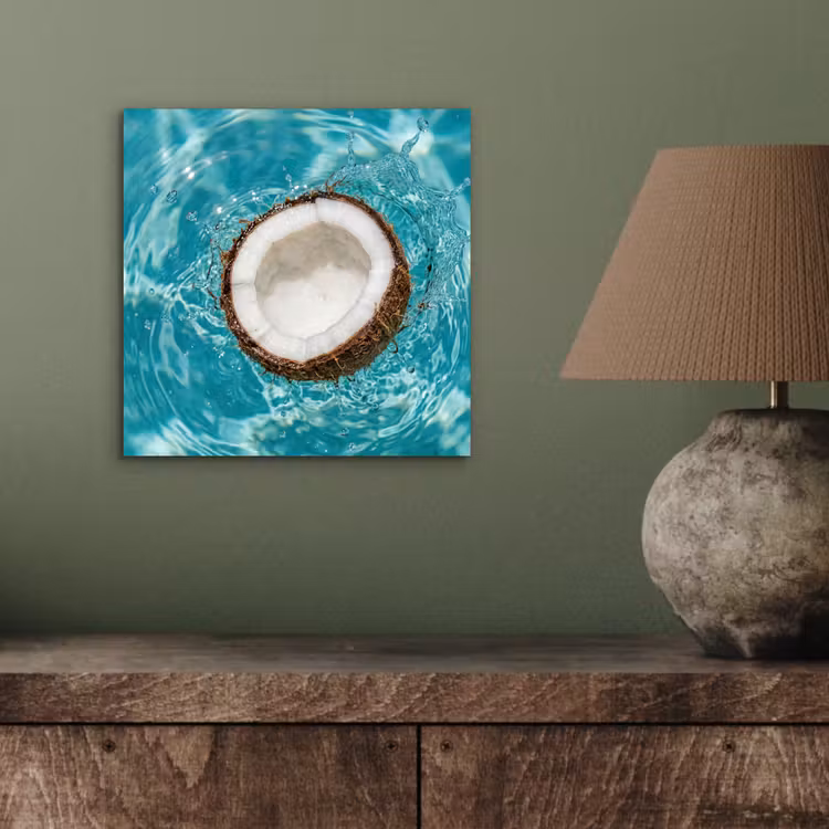 Aluminium schilderij - Kokosnoot - Water - Wit — 4