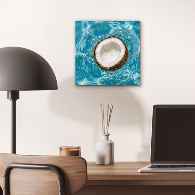 Aluminium schilderij - Kokosnoot - Water - Wit — 7