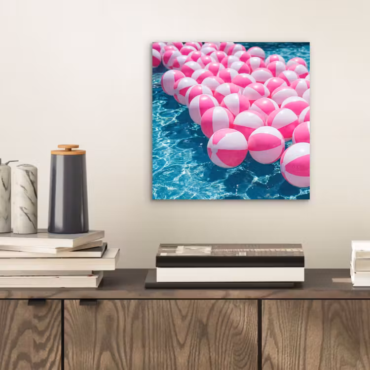 Aluminium schilderij - Strandballen - Roze - Water — 2