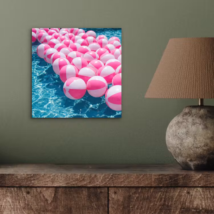 Aluminium schilderij - Strandballen - Roze - Water — 4