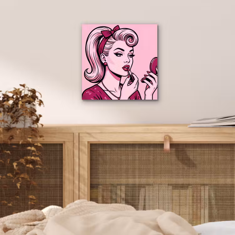 Aluminium schilderij - Vintage - Vrouw - Roze — 5