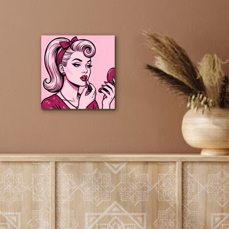 Aluminium schilderij - Vintage - Vrouw - Roze — 6