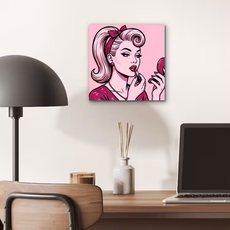 Aluminium schilderij - Vintage - Vrouw - Roze — 7
