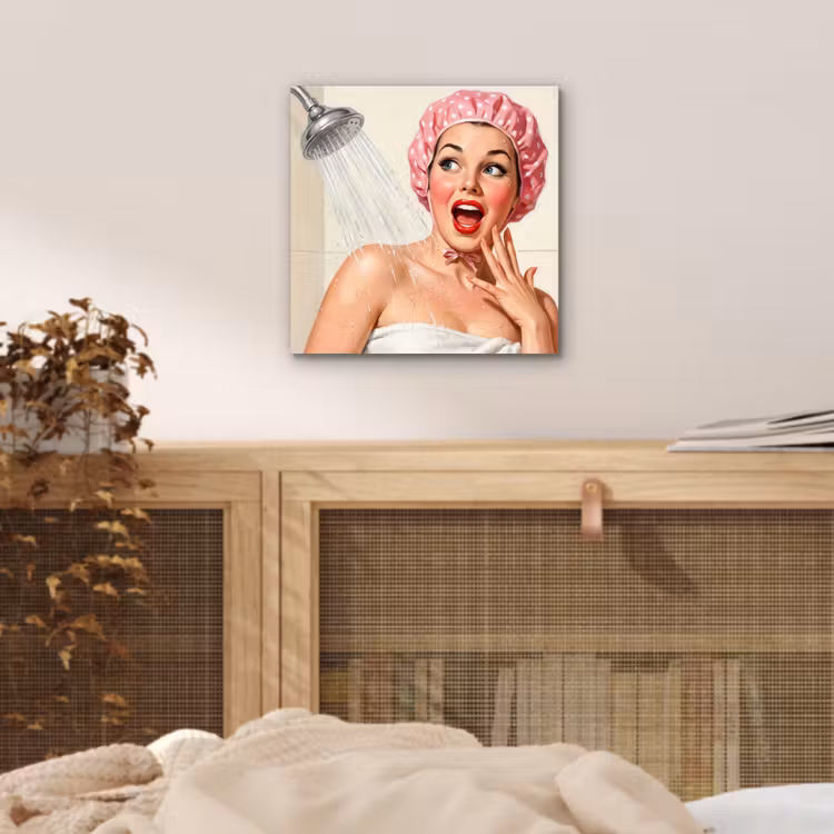 Aluminium schilderij - Vrouw - Douche - Roze — 5