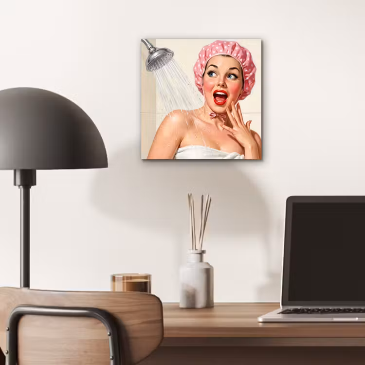 Aluminium schilderij - Vrouw - Douche - Roze — 7