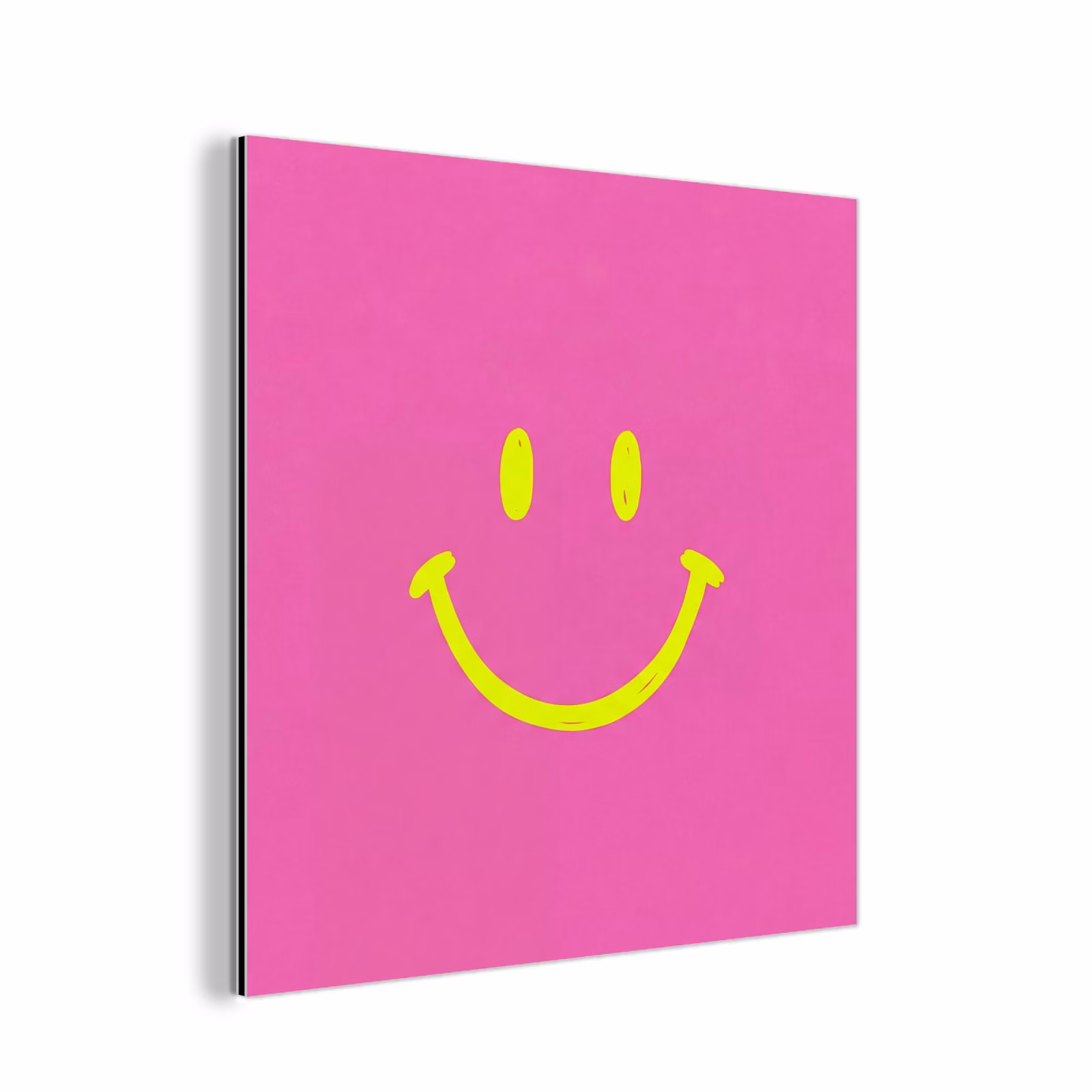 Aluminium schilderij - Smiley - Vrolijk - Roze — 1