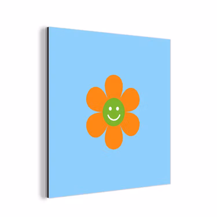 Aluminium schilderij - Bloem - Smiley - Kleurrijk — 1