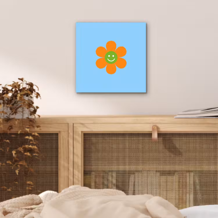 Aluminium schilderij - Bloem - Smiley - Kleurrijk — 5
