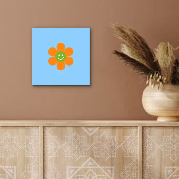Aluminium schilderij - Bloem - Smiley - Kleurrijk — 6