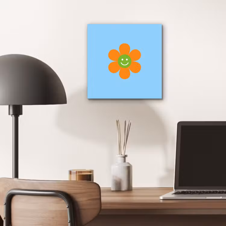 Aluminium schilderij - Bloem - Smiley - Kleurrijk — 7