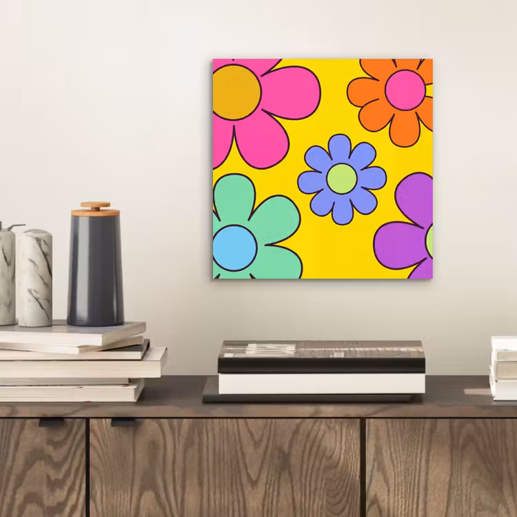 Aluminium schilderij - Bloemen - Illustratie - Kleurrijk — 2
