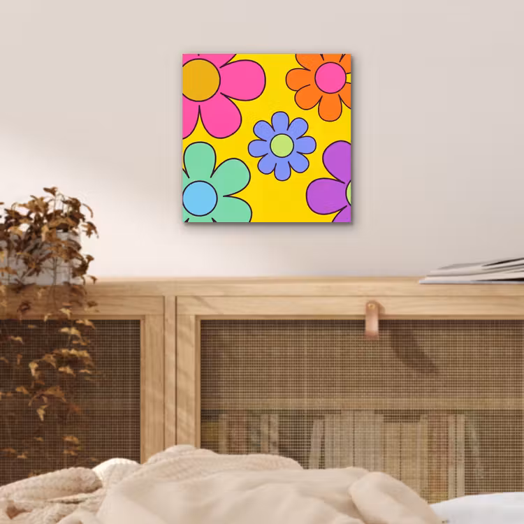 Aluminium schilderij - Bloemen - Illustratie - Kleurrijk — 5