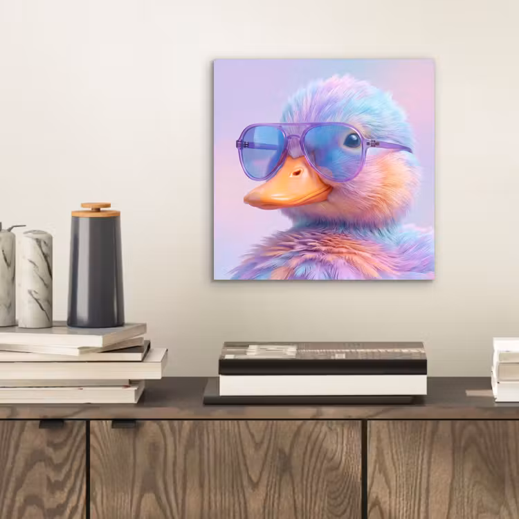 Aluminium schilderij - Eend - bril - Pastel — 2