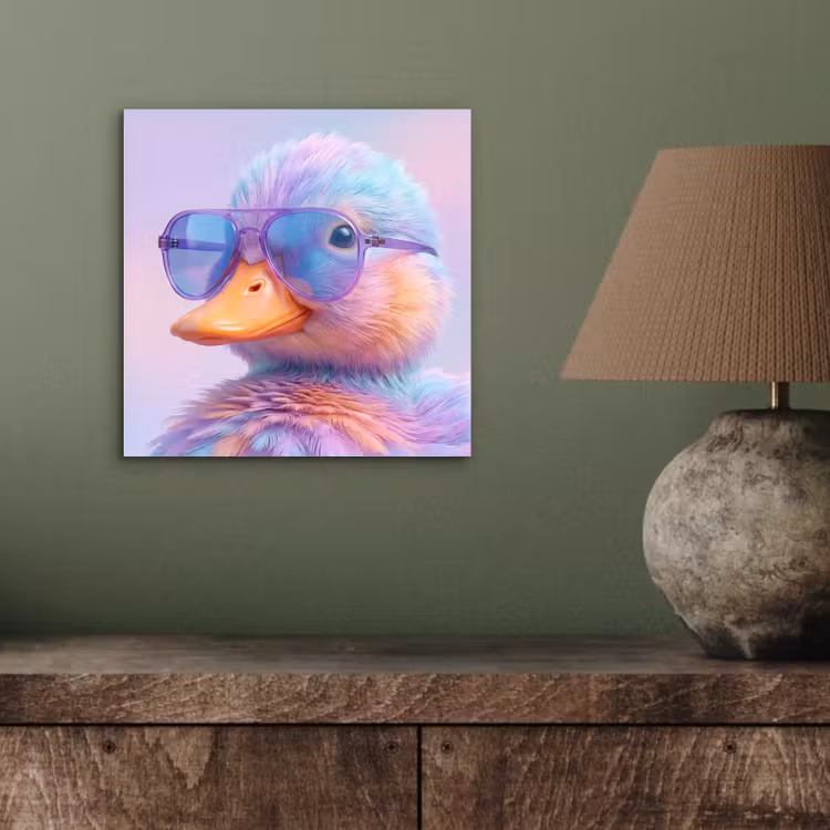Aluminium schilderij - Eend - bril - Pastel — 4