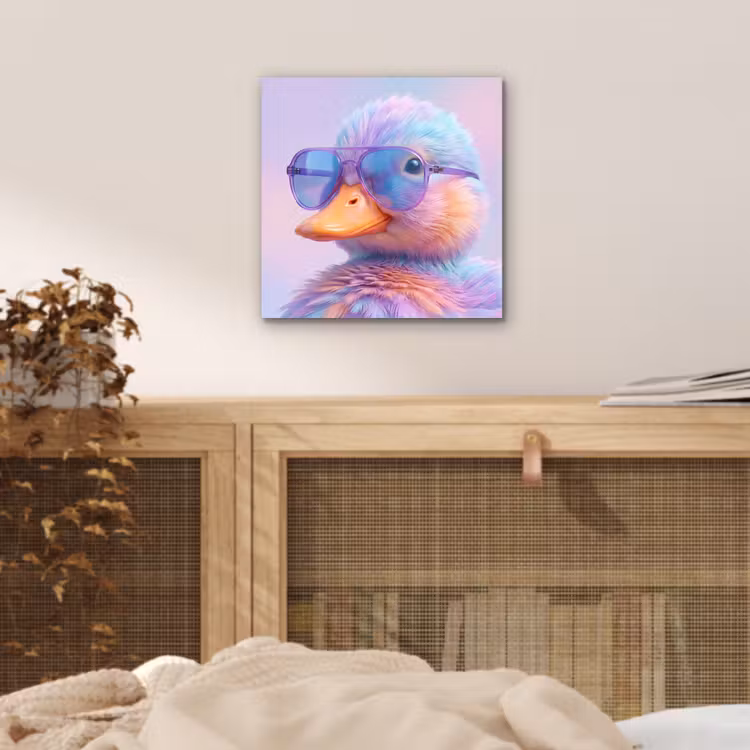 Aluminium schilderij - Eend - bril - Pastel — 5