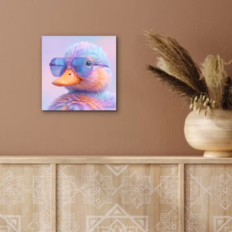 Aluminium schilderij - Eend - bril - Pastel — 6
