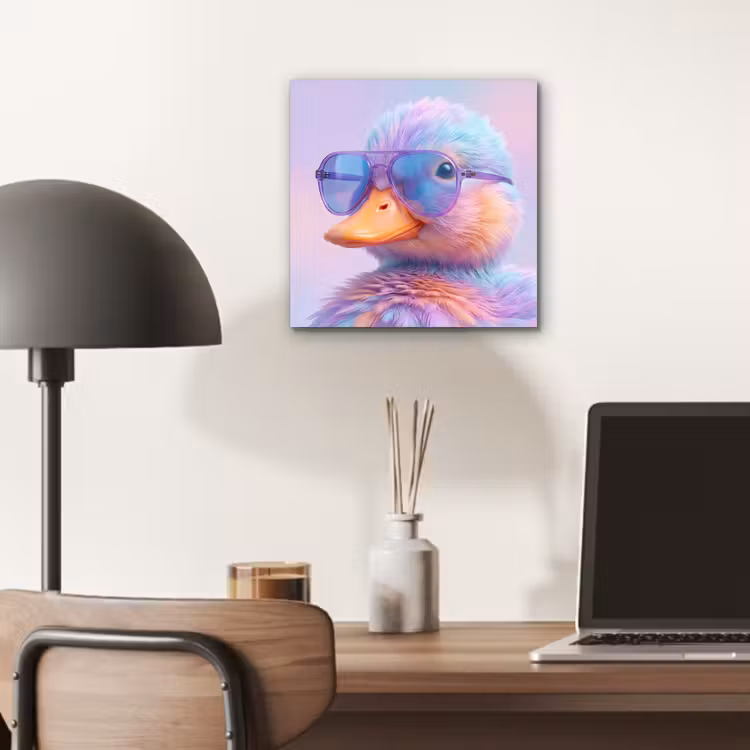 Aluminium schilderij - Eend - bril - Pastel — 7