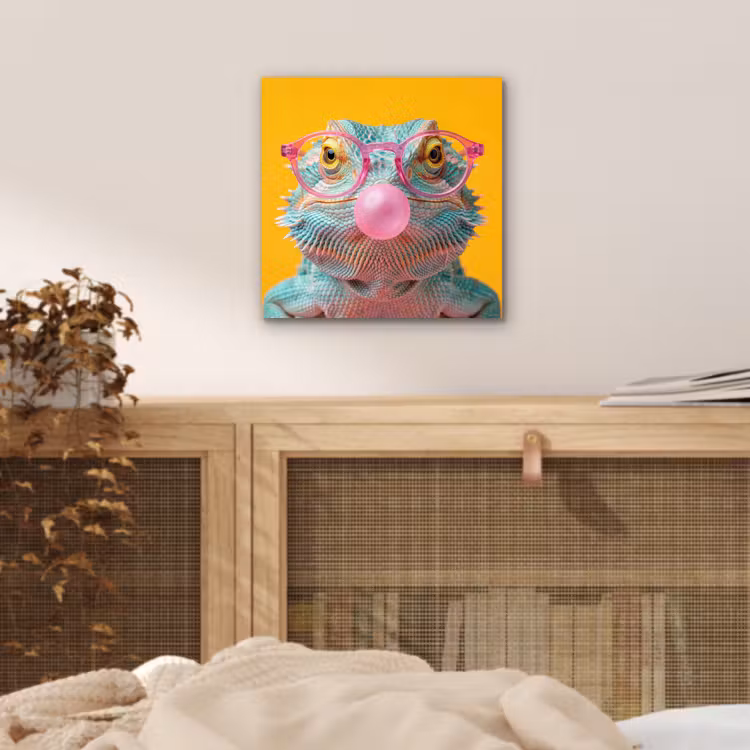 Aluminium schilderij - Kameleon - Kauwgom - Kleurrijk — 5