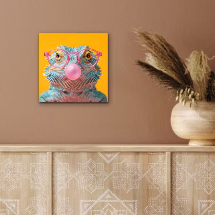 Aluminium schilderij - Kameleon - Kauwgom - Kleurrijk — 6