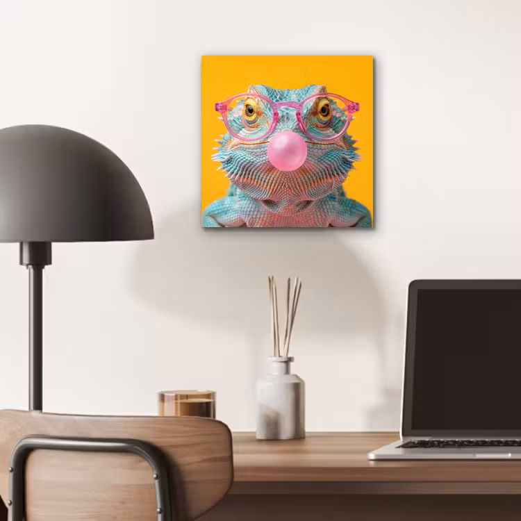 Aluminium schilderij - Kameleon - Kauwgom - Kleurrijk — 7