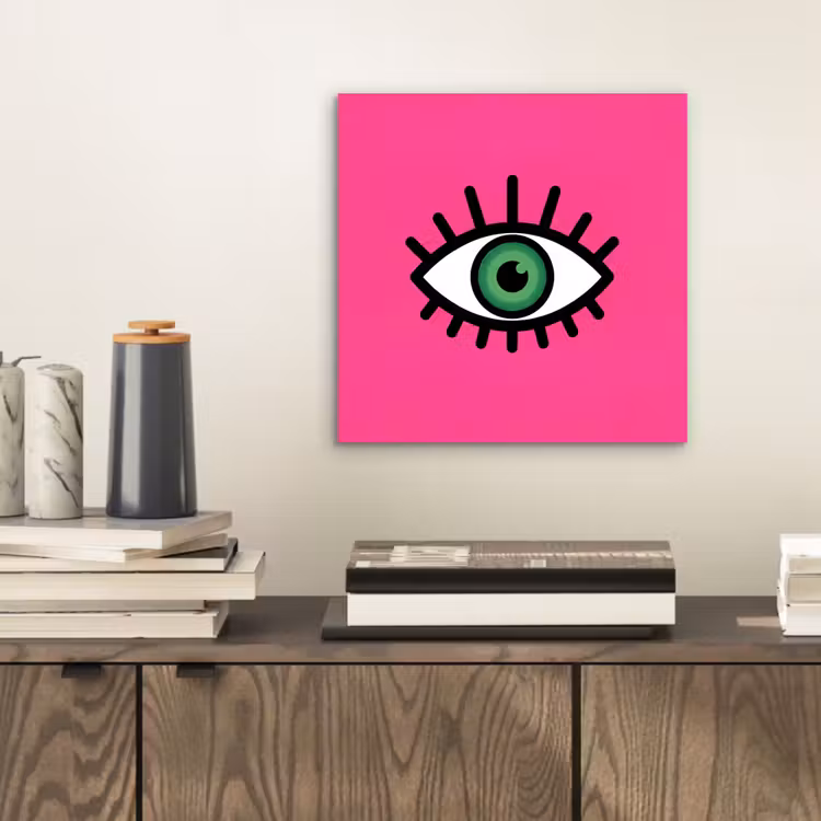 Aluminium schilderij - Minimalistisch - Oog - Roze — 2