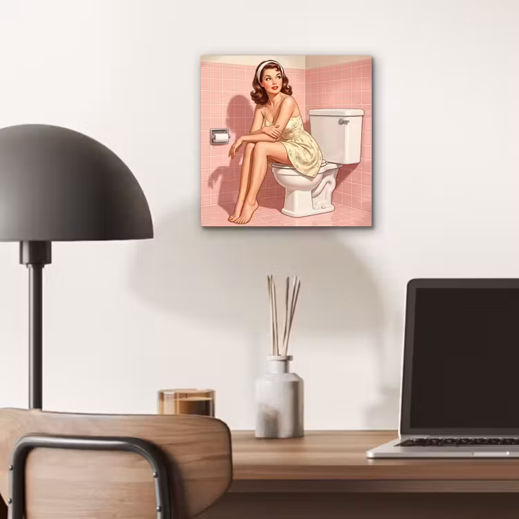 Aluminium schilderij - Roze - Retro - Vrouw — 7