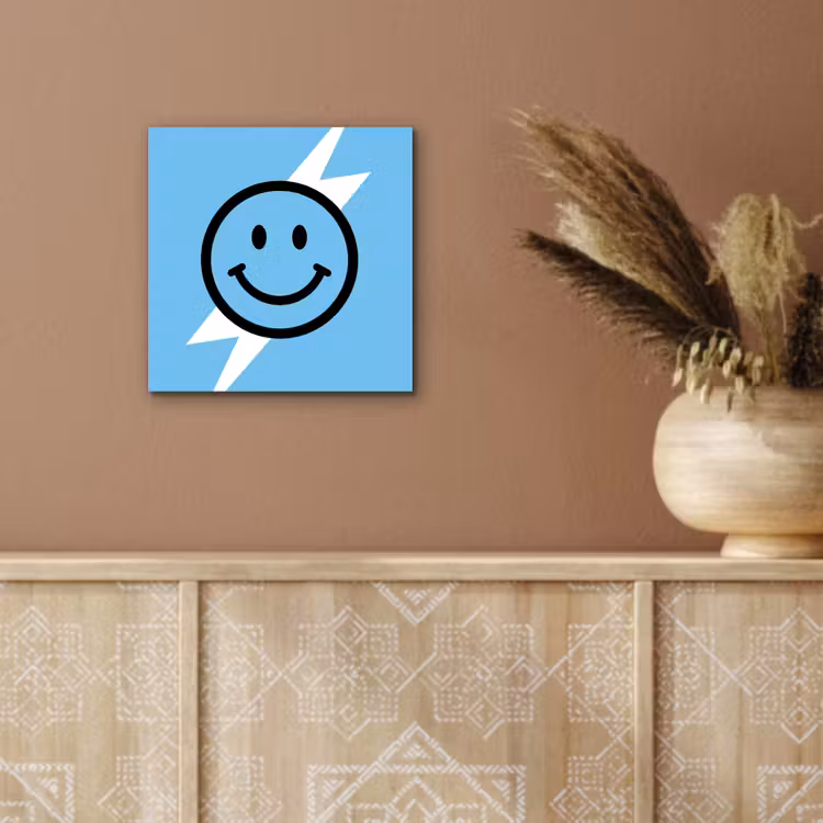 Aluminium schilderij - Smiley - Blauw - Bliksem — 6