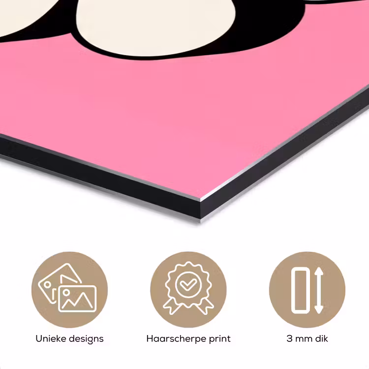 Aluminium schilderij - Smiley - Bloem - Roze — 3
