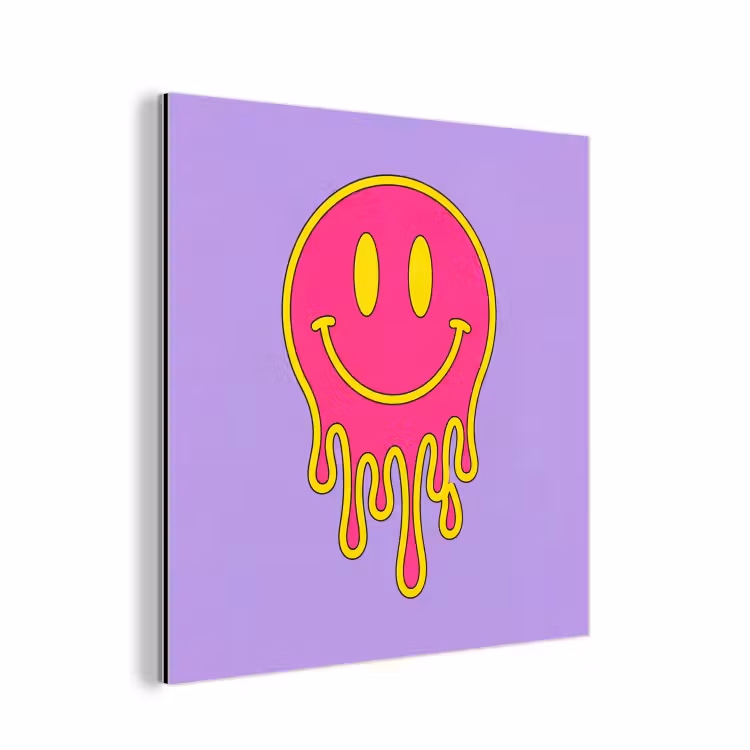 Aluminium schilderij - Smiley - Drip - Neon — 1