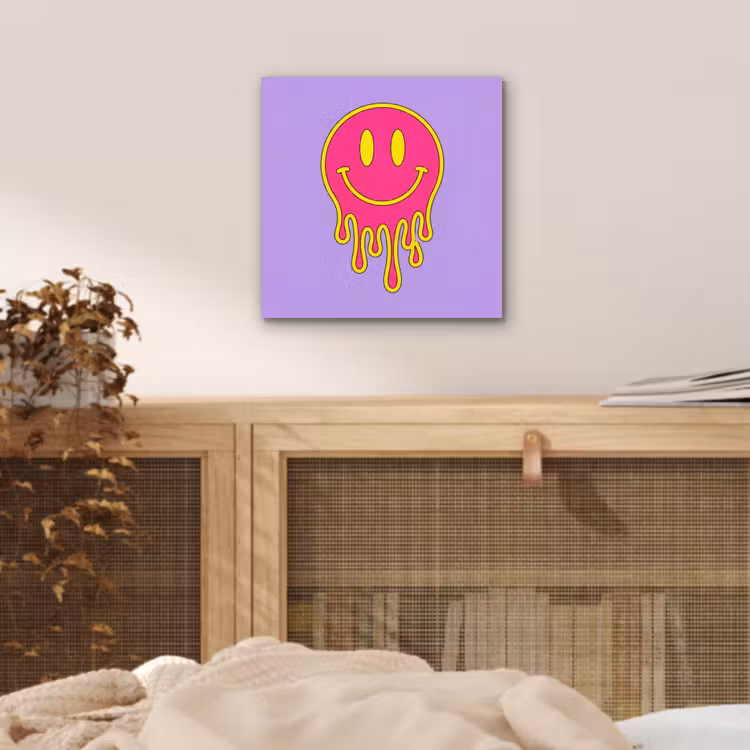 Aluminium schilderij - Smiley - Drip - Neon — 5