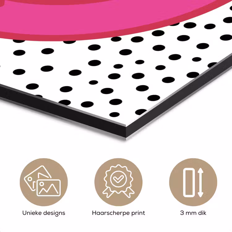 Aluminium schilderij - Smiley - Roze - Stippen — 3