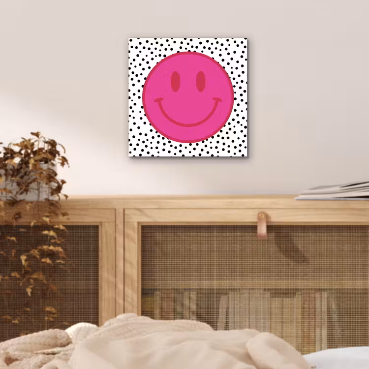 Aluminium schilderij - Smiley - Roze - Stippen — 5