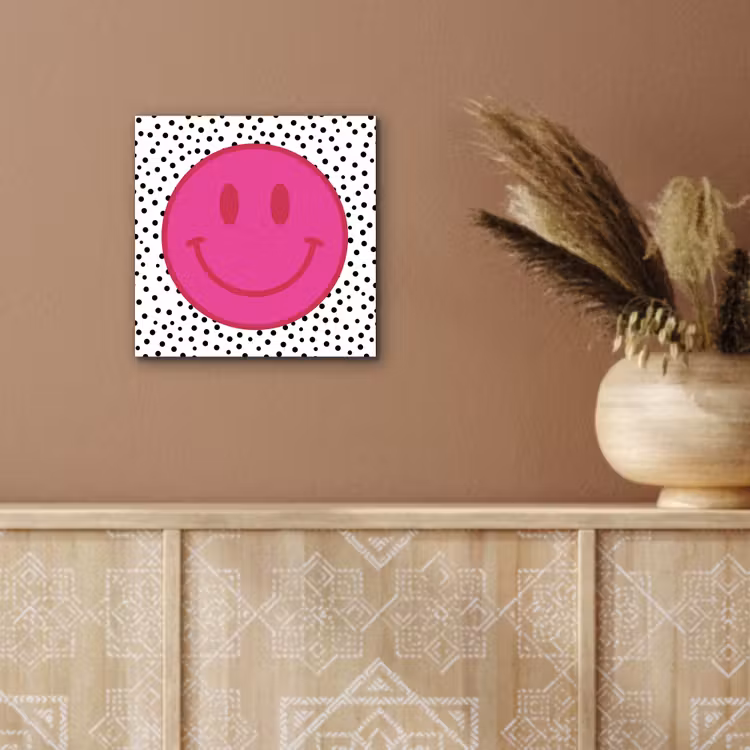 Aluminium schilderij - Smiley - Roze - Stippen — 6