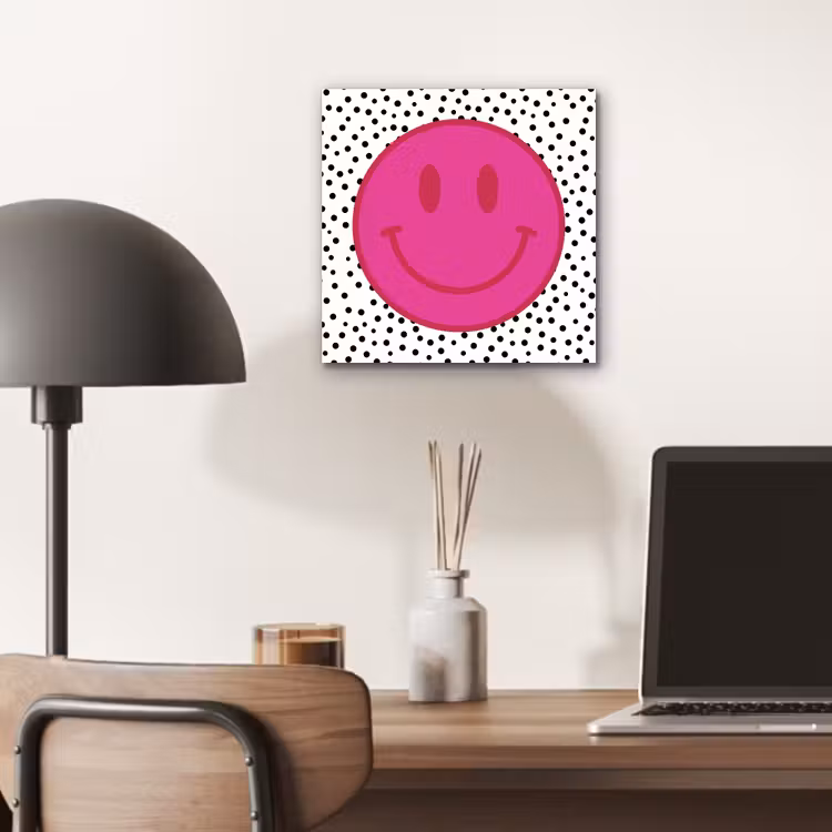 Aluminium schilderij - Smiley - Roze - Stippen — 7
