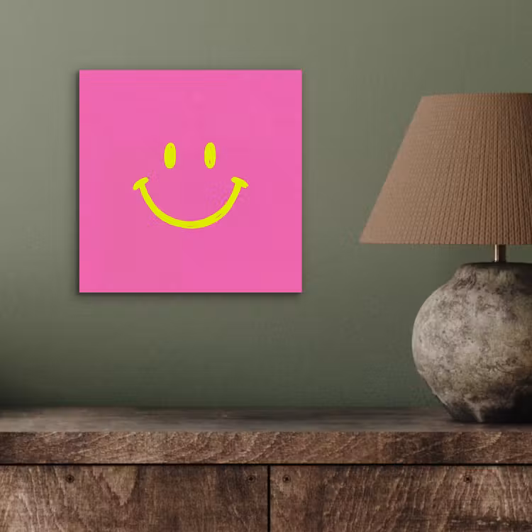 Aluminium schilderij - Smiley - Vrolijk - Roze — 4