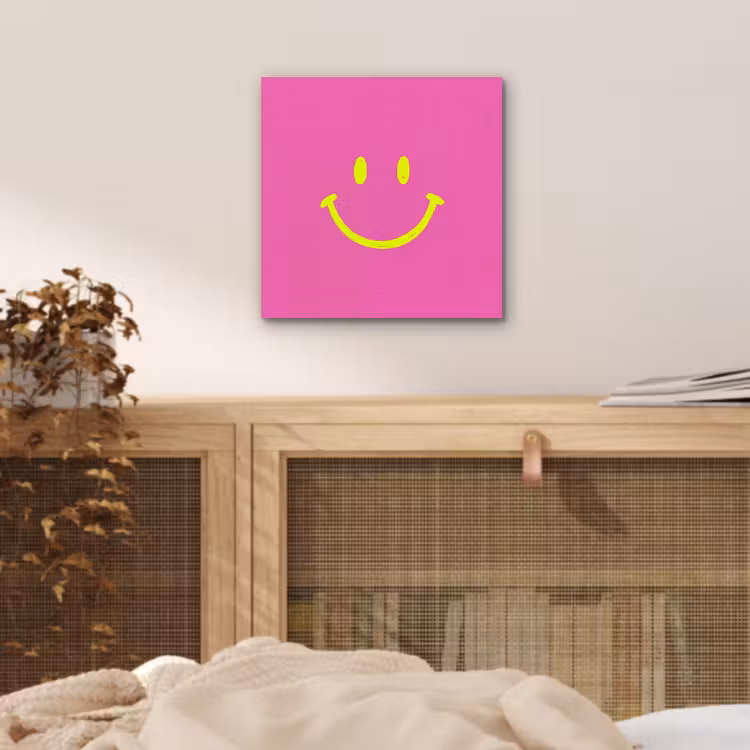 Aluminium schilderij - Smiley - Vrolijk - Roze — 5