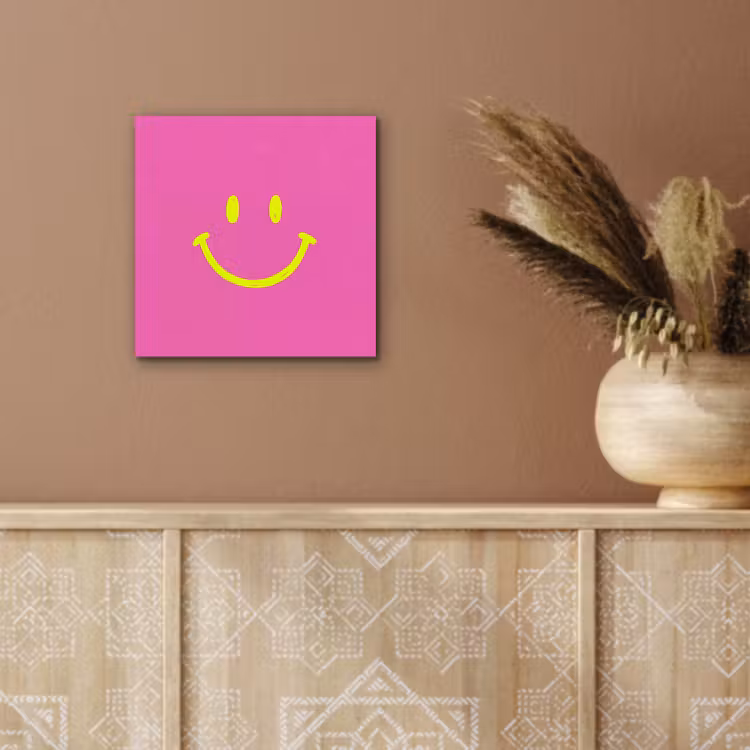 Aluminium schilderij - Smiley - Vrolijk - Roze — 6