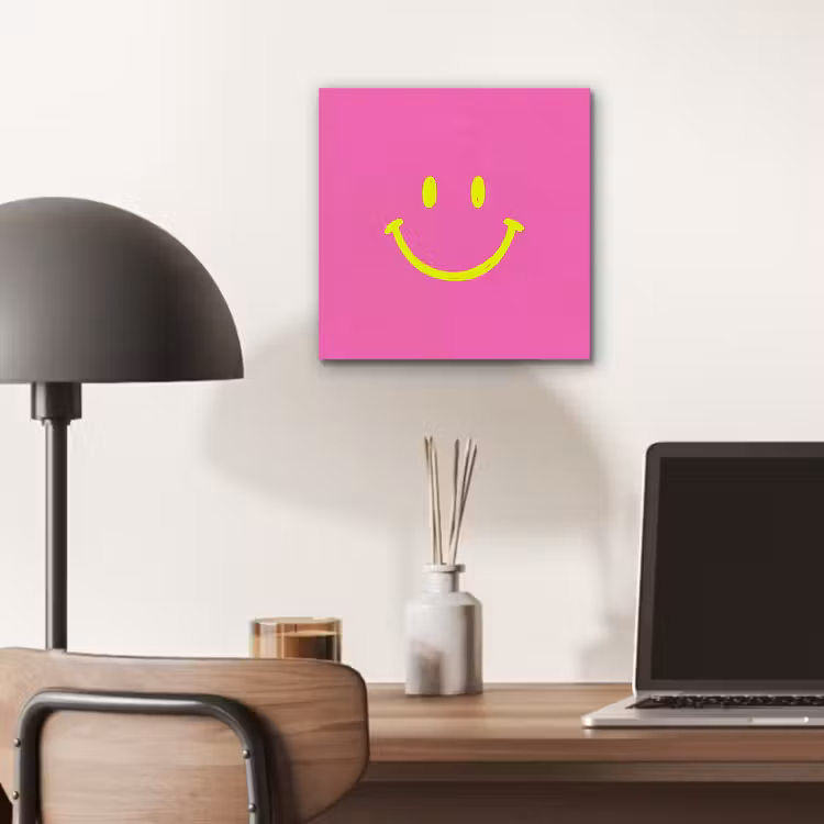 Aluminium schilderij - Smiley - Vrolijk - Roze — 7