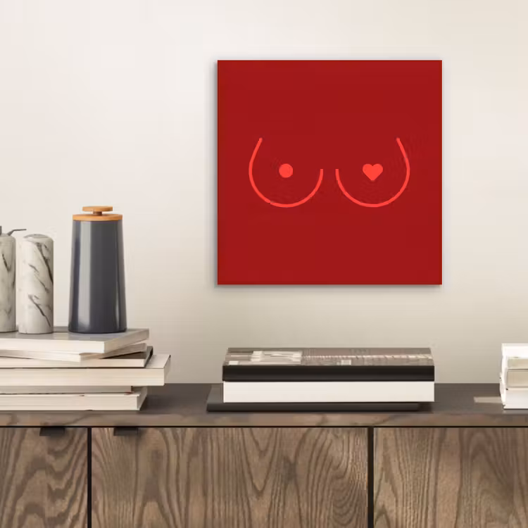 Aluminium schilderij - Minimalistisch - Lijnillustratie - Rood — 2