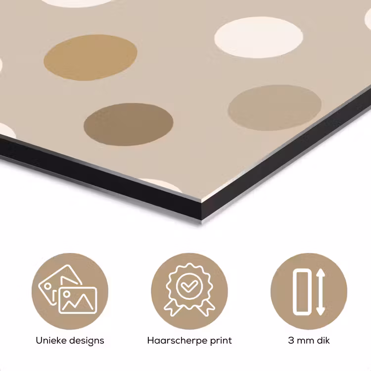 Aluminium schilderij - Polka - Dots - Beige — 3