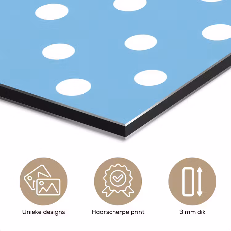 Aluminium schilderij - Polka - Dots - Blauw — 3